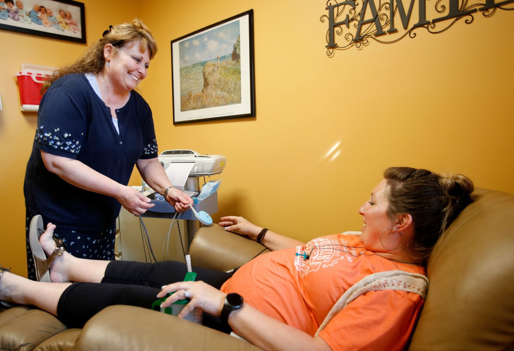 Gena Lager meets with her physician